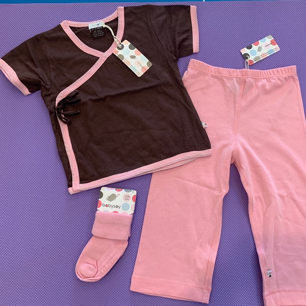 Babysoy Girl Gift Set Kimono Tee/Pants/Socks 18-24 months